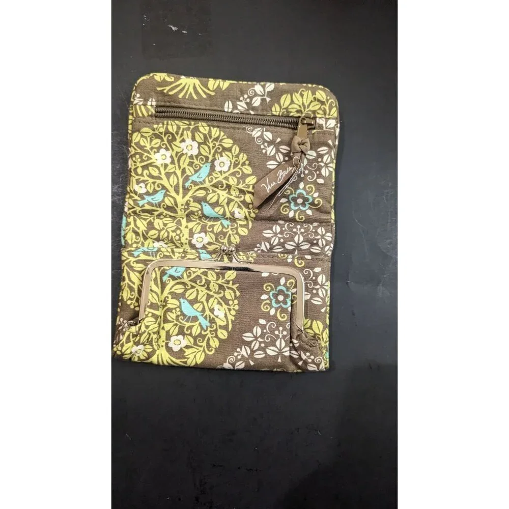 Vera Bradley Kiss Lock Alice Sittin in a Tree Teal/GreenPurse Hand Bag + wallet‎